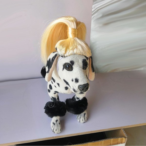 Blond hästsvans peruk för husdjur, med justerbara elastiska band Kreativa peruker för husdjur Hund katt cosplay peruker Husdjurskläder Husdjurshuvudbonader Kläder Leksak #1
