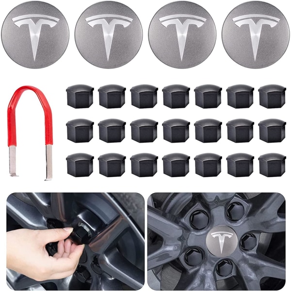 Topfit for Tesla-hjuldekselsett Senternavdekselsett Hjulmutterdeksel Sentermodifikasjonsnavdeksel for modell Y Modus 3 Modus S Modus X