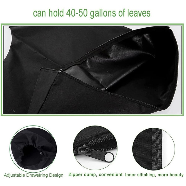 Løvblåserpose med glidelås i bunnen Dump Løvblåser Vakuumpose Samle løv til hageplen Passer til Blowe black