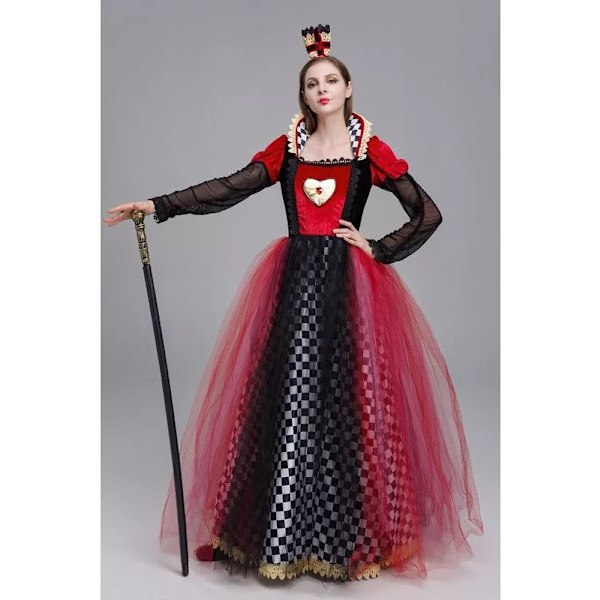 Halloween Kostume Hjerter Dame Prinsesse Kjole Kvinder*Piger 150 cm