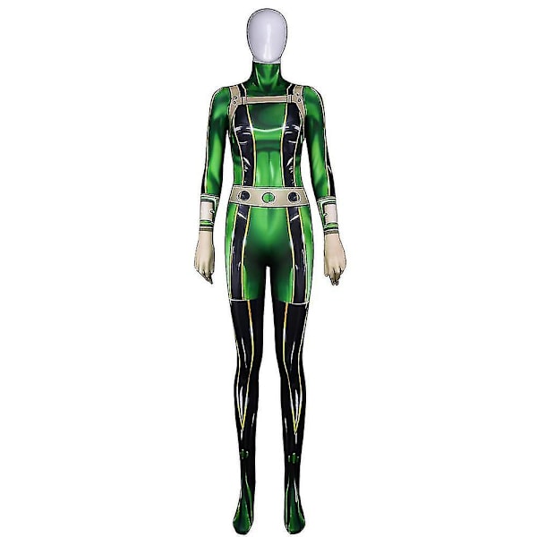 Halloween Jul Min Helt Academia Asui Tsuyu Cosplay Bodysuit Halloween Kvinnor Stridsoverall Jumpsuit Karneval Fest Anime Fancy Dress Up Kostym XL