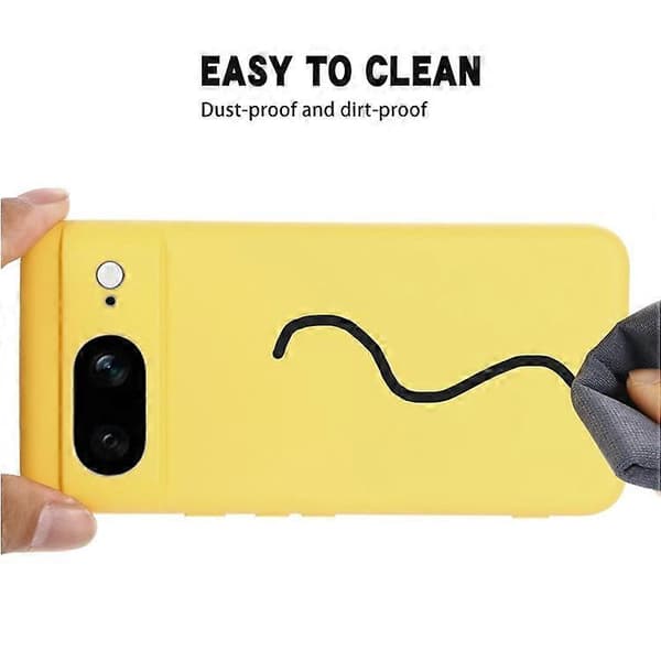 Kompatibel med Google Pixel 8 Anti-Fingeravtryck Mobilskal Flytande Silikon Mjukt Foder Baksida Yellow