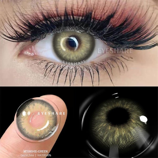 2st färgkontaktlinser Färgade linser för ögon Skönhet Makeup Färglinser Årlig användning Ögonlinsfärg Kosmetisk kontakt MYAKHIE-GREEN