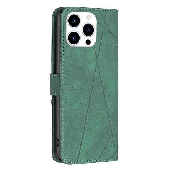 Plånboksfodral för iPhone 16 Pro Max Läder Telefonskal Geometriskt Tryck Green