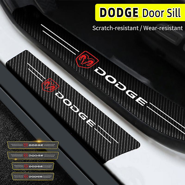 Bilstikker Karbonfiber Dørterskelbeskytter Dørterskel Skrapeplate For Dodge Ram Caliber Coolway Auto Dør Inngangspedalbeskyttere