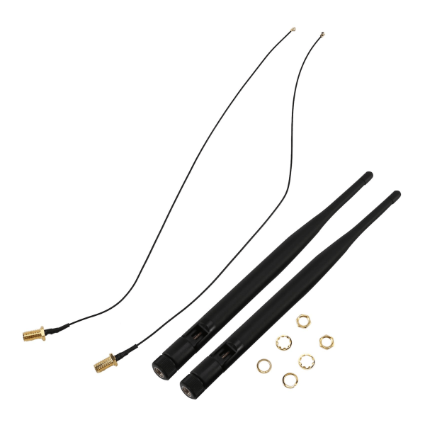 2 X 6dbi 2.4ghz 5ghz Dual Band Wifi Rp-sma-antenne + 2 X 35cm U.fl / Ipex-kabel Black