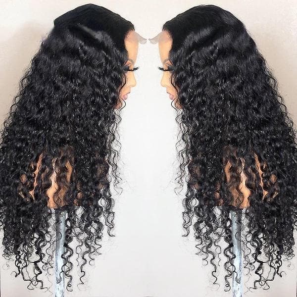 Deep Wave Closure Peruk Äkta Hår Spets Frontal Peruker 13x6 Spets Front Peruk Förplockad Blekt Knutar Peruker 13x4 Deep
