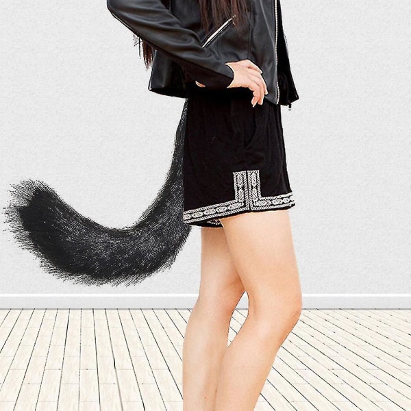 Fuskepelshale til Halloween-fest Kostymetilbehør Plysj Fox Wolf Tail B black