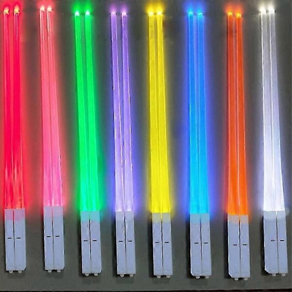 1 Par Lysende Spisepinner med Lys - LED Lysende Lysende Spisepinner - Gjenbrukbare Sushi Lysende Saber Spisepinner