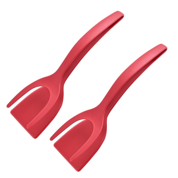 Tyuhe 2 stk spateltang Non-stick silikonspatel varmebestandig flerbruks kjøkkentang for hjemmet Red