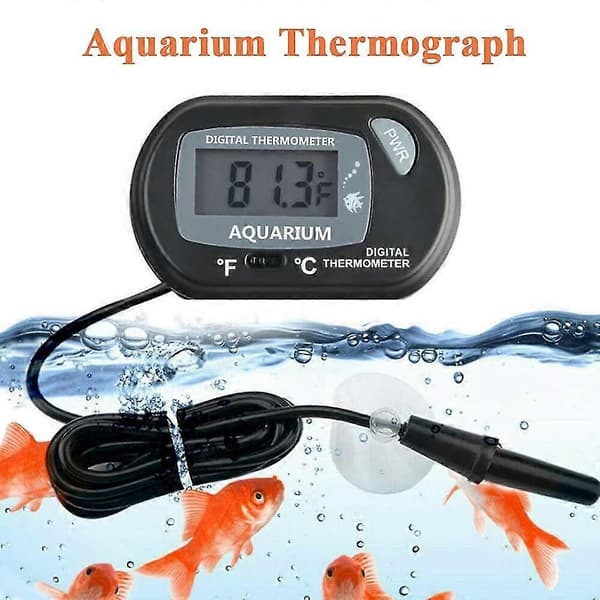 Akvarietermometer, LCD digitalt elektronisk termometer med sugekopp vanntemograf