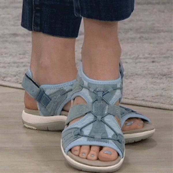 Ortopædiske sandaler til kvinder - behagelige sommerstrandsko til vandring udendørs Black 39