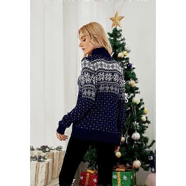 Julesweater til kvinder i slim fit strik BLUE S