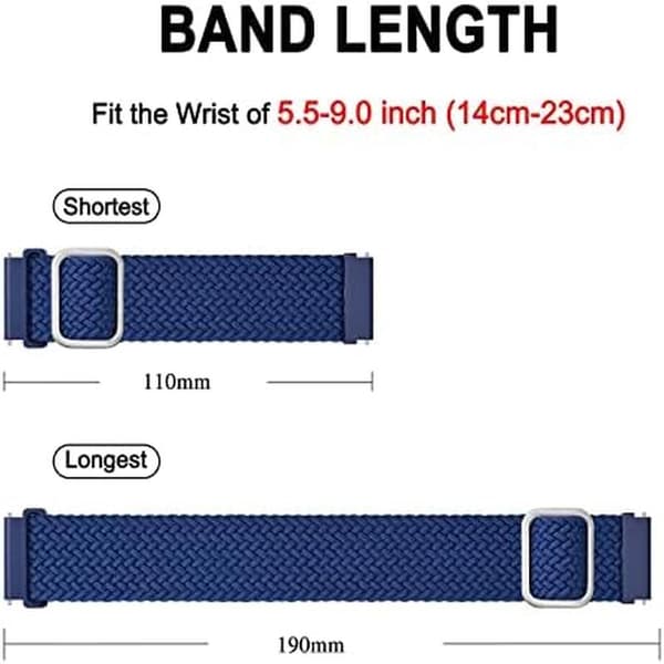 Nylonarmband, Justerbara Flätade Loop-band för Män och Kvinnor 20mm