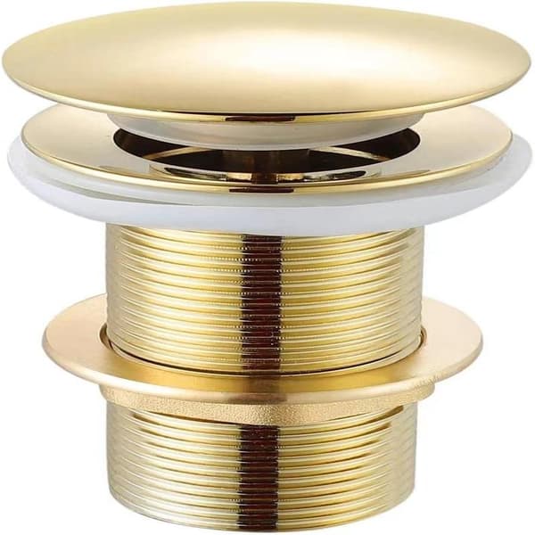 Sink Drain, Slotted Sprung Plug, Brass, Chrome Gold