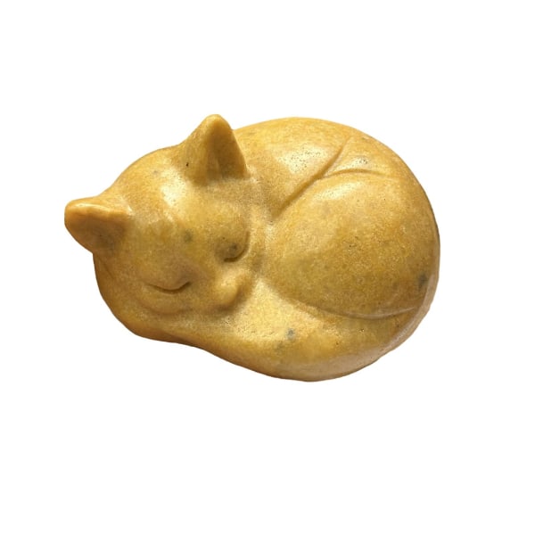 Sovande kattstaty Läkande ädelstensfigur Handsnidad Söt kattunge polerad slät yta Skrivbord heminredningsprydnad Yellow
