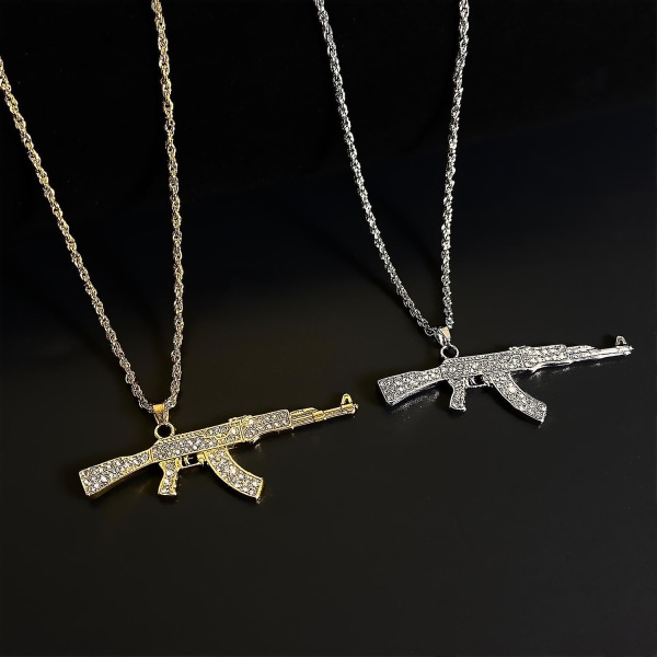 Punk Hip-hop Diamond Konepistooli Kaulakoru Luova Persoonallisuus Gun Ak Riipus Korut Miehille ja Naisille Pari Korut Ystävänpäivä Lahja 02 4191