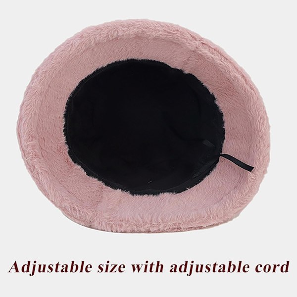 Fuzzy Bucket Hat for Kvinner og Menn - Plysj, Fluffy, Vintervarm, Morsom Fiskehatt Cherry-a-pink