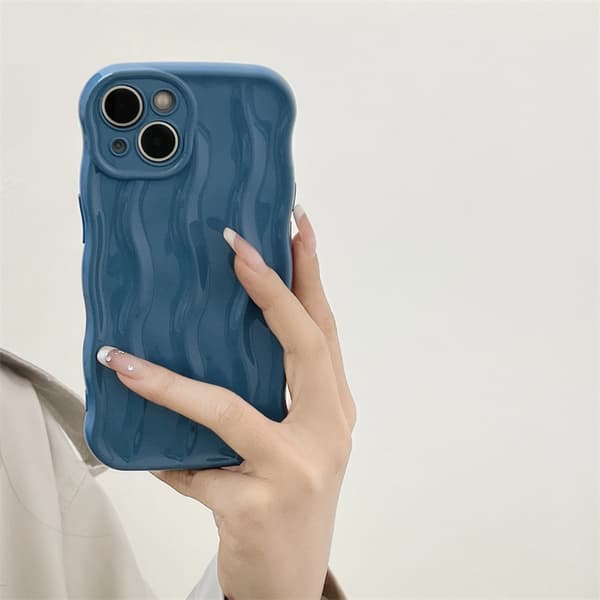 Caseative Vandkrusningsmønster Krøllet bølgemønster Blødt kompatibelt med iPhone-etui (Blå, iPhone 15 Pro Max)