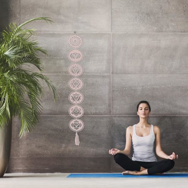Boheemi Meditaatio Energiasymbolit Käsityöt Riipus Puinen 7 Chakra Puulevyt Riippuvat Ornamentti Chakra Parantava Seinä Taide Sovitus