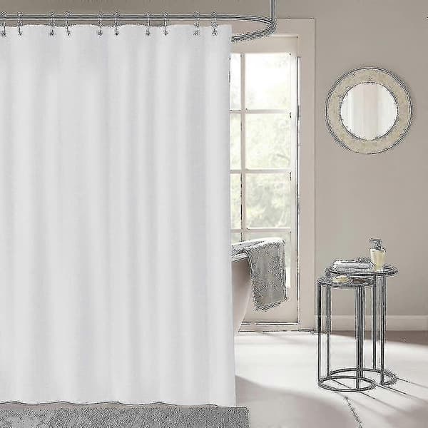 Duschdraperi 240 x 200 cm, Mögelresistent, Vattentätt, Tvättbart, Antibakteriellt, Vitt, Polyesterduschdraperi med 12 Duschdraperiringar