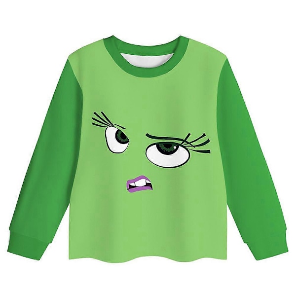 Børns Piger Inside Out 2 Pyjamas Sæt Disgust Cosplay Kostume Langærmet T-Shirt Bukser Nattøj Natkjole Pyjamas Pjs Outfits 6-7 Years