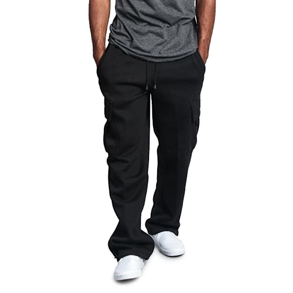 Nya Lediga Rak Overaller med Flera Fickor för Män Black XXL