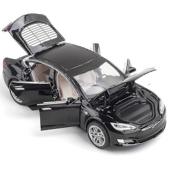 Tesla Model S automalli valolla, avattavalla ovella ja musiikillisella simulaatioajoneuvolla