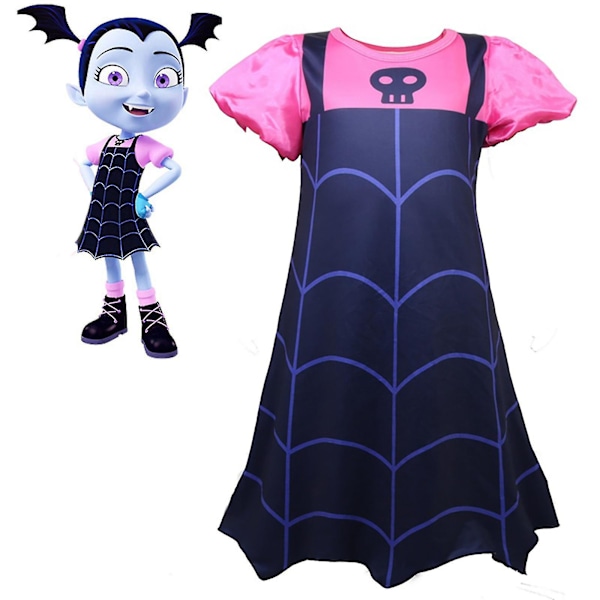 Kinder Flickor Vampirina Cosplay Vampyr Kostym Karneval Halloween Party Kostym 7-8 Jahre