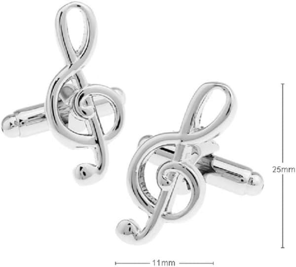 Music Note Cufflinks in Gift Box & Polishing Cloth