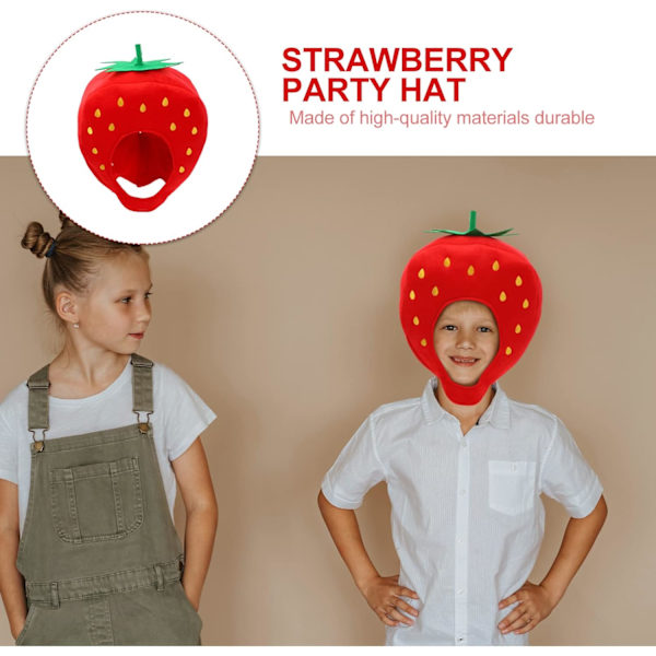 Plush Jordgubbshatt, Frukt Huvudbonad Huva Cosplay Kostym för Klä upp Dekoration