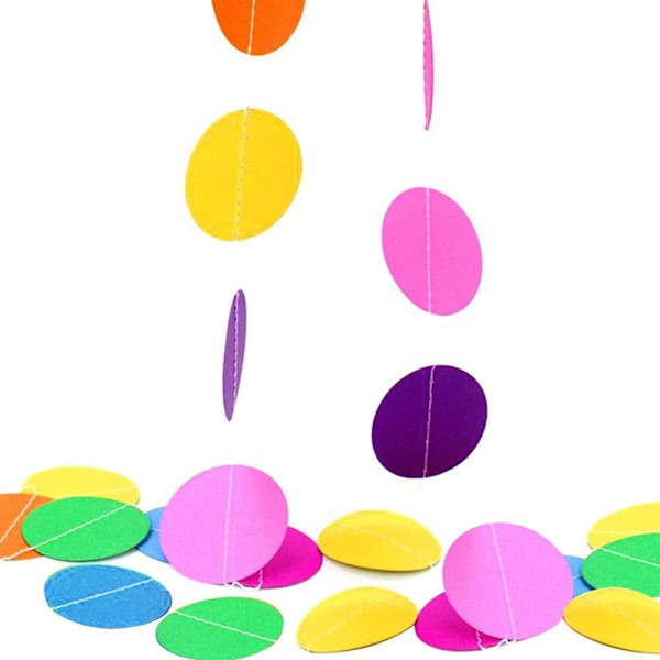 Farverig Happy Birthday Banner Papir Trekant Flag Bunting Cirkel Konfetti Prikker Hængende Girland Og Honningkage Bold Hvirvel Streamers