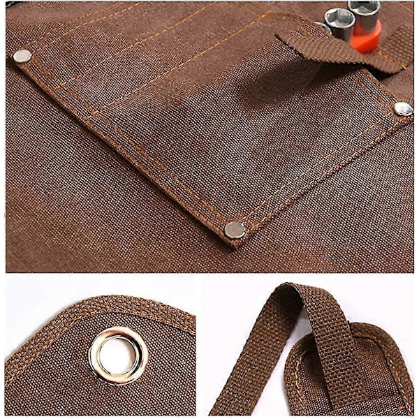DIY Förkläde med Multiverktygshållare Vaxad Canvas Arbetsförkläde, Vatten- och Vaxresistent Unisex Förkläde, Perfekt för Ingenjörer Snickare Hantverkare Keramiker bäst