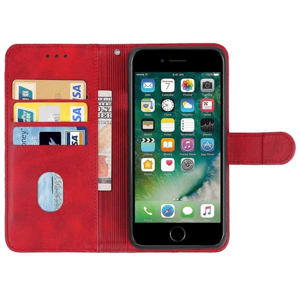 Läderfodral för iPhone SE 2020 / 8 / 7 Red