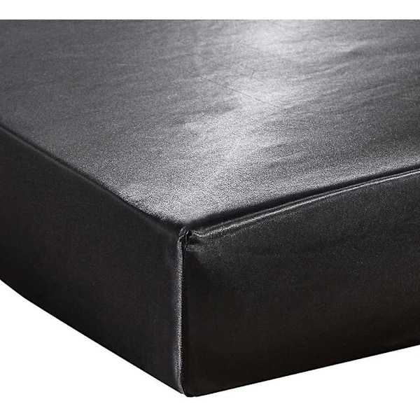 Tilpasset lagen, satinsilkesengetøj, superblødt, soveværelse (sort, 153 203 30 cm) black 153*203