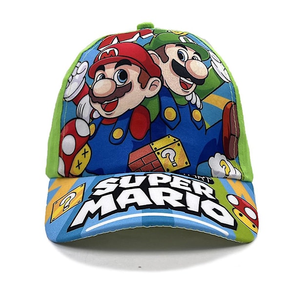 Barn Kids Boys Girls Super Mario Bros Print Baseball Cap Cartoon Sommar Justerbar Sol Visor Hat Gåvor Green