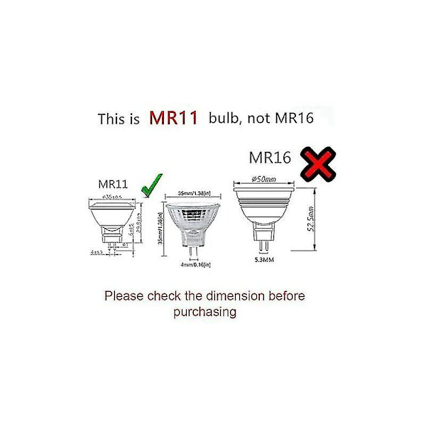 -mr11 Halogenlampe 12v 20w, Gu4-pærer Varmhvite 2800k Bi-pin Reflector Base Lamper, Spotlight 2 Pin Gu4 Innfelt skinnebelysning Med Front G