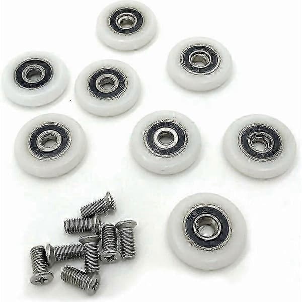 Sett med 8 erstatningshjul for dusjdører med 23 mm diameter