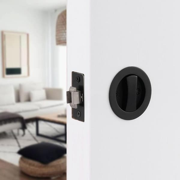 Invisibles Rund Skyvedørlås Auti-Rust Slitesterk Dørlås for Baderom Matte Black Single Hook