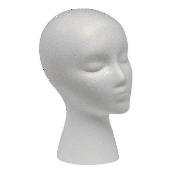 Vit frigolit skum skyltdocka Peruk Head Display Hat Cap Perukhållare
