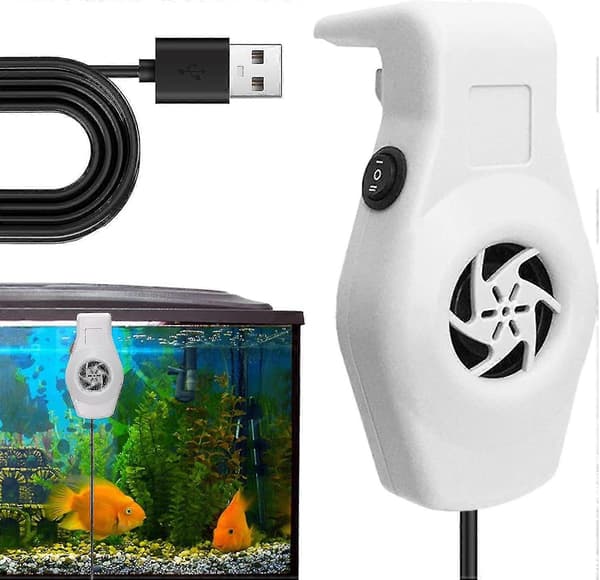 Akvariumkøler, akvariumkølesystem med lav støj, køleventilator, akvarium minikøler White