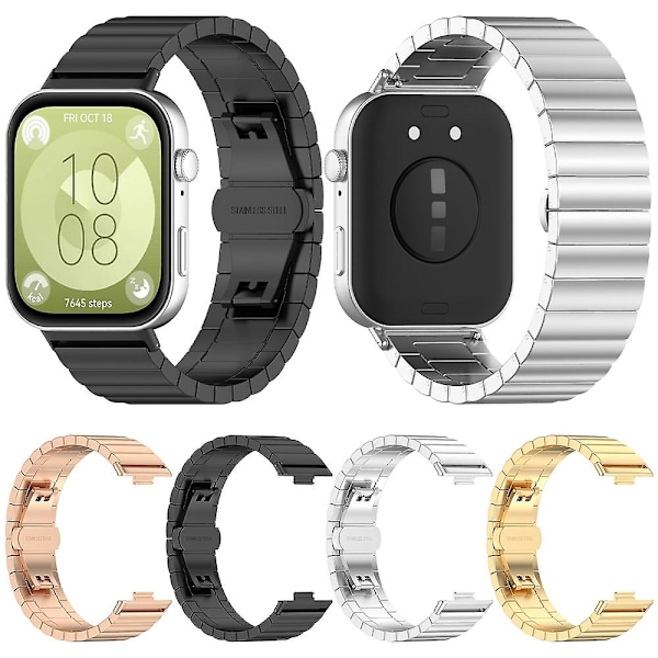 Ett pärlstålband för Huawei Watch Fit 3 Rose Gold