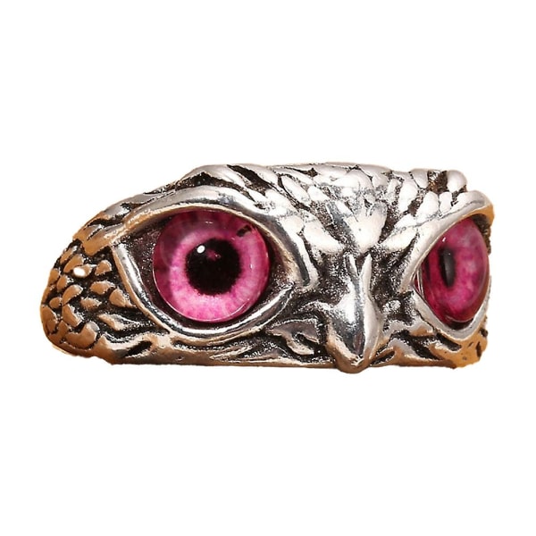 Män Lady Carved Owl Eyes Justerbara Statement Ringar Pink