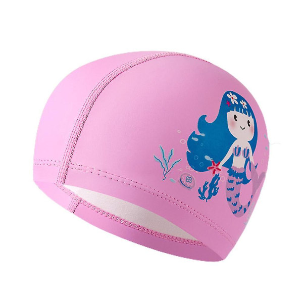 Barn Pojkar Flickor Printed Slitstark Elastisk Badhatt Badkläder Sommar Pool Strand Söt Vattentät Cap Mermaid