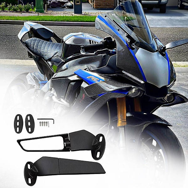 Universal Motorcykel Backspeglar Vindvinge Justerbar Roterande Sidospegel För