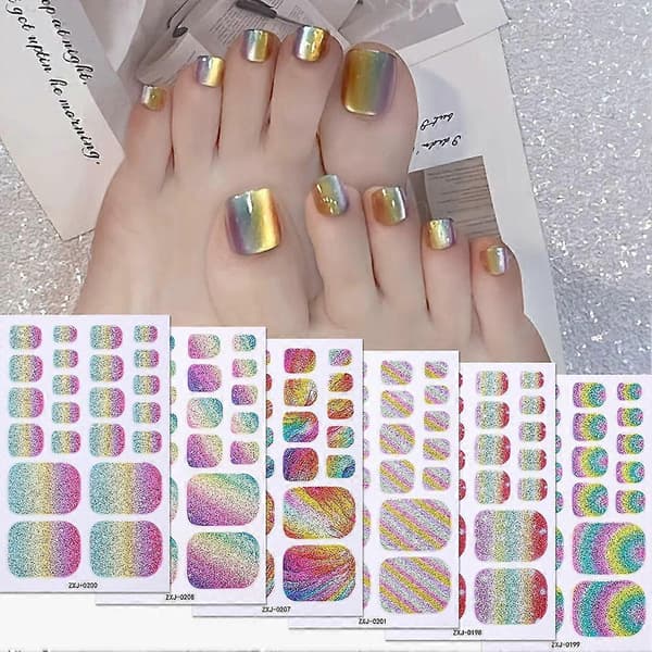 Regnbuegradient tåneglklistremerker selvklebende vannavstøtende glitrende style 5