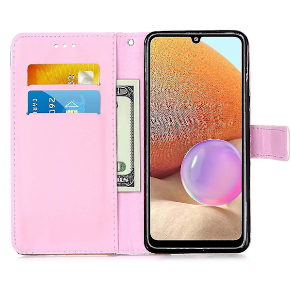 Kompatibel med Samsung Galaxy A32 4g Fodral Läder Flip Plånboksfodral Med Kortplats Hållare Stativ Mönster - Panda