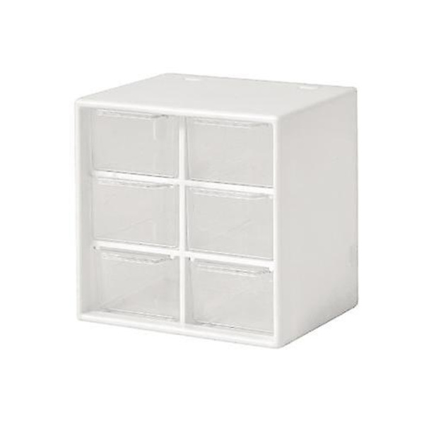 2-pak Craft Box Opbevaring med 6 Skuffer - Skrivebords Opbevaringsorganisator Mini Skuffer til Håndværk Smykker Kosmetik Kunst Sytilbehør med 6 Skuffer with 6 Drawers White