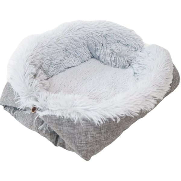 2 i 1 Selvoppvarmende Dyreseng - Perfekt Størrelse til Mellemstore og Små Hunde og Katte - Komfortabel og Holdbar Plys Sofa
