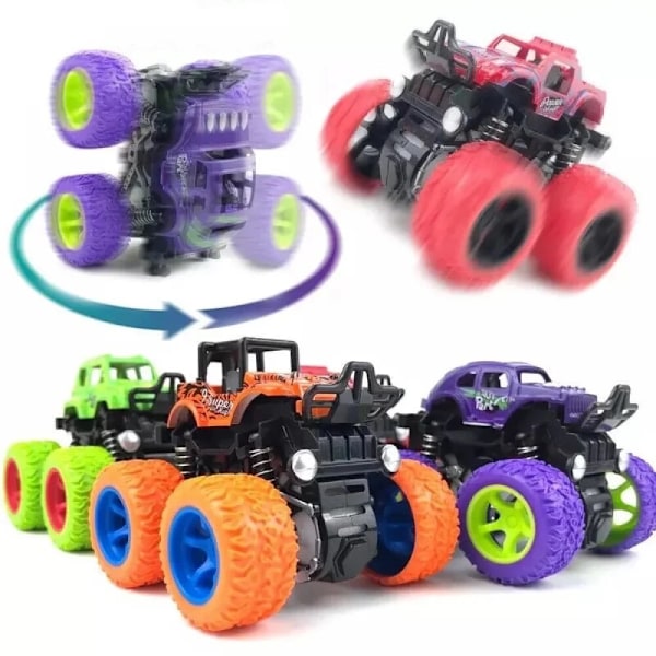 Mini Inertia Monster Truck Auto Neljäpyöräinen Ajoneuvo Iskunvaimennin Temppuauto Lelut Pojille Tytöille Lapsille Lahja Naranja